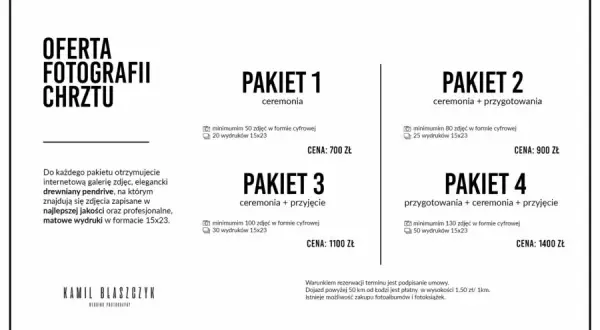Ile kosztuje fotograf na chrzciny? Ceny, pakiety i porady